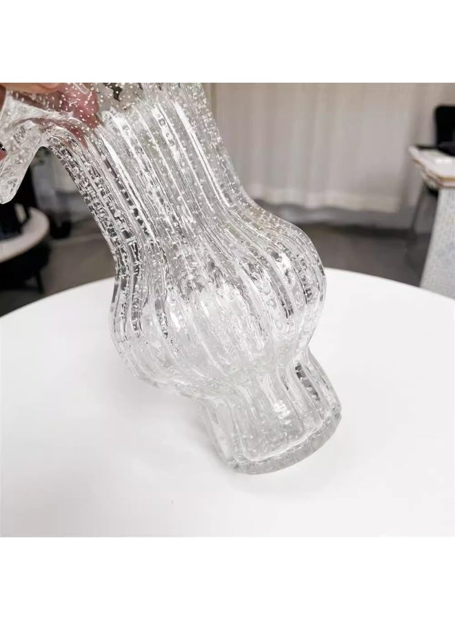 Handmade Glass Flower Vase Luminous Fluorescent Stone Vase for Flowers Decorative Vase for Home Decor Living Room Farmhouse Rustic Decorations Shelf Fireplace (Luminous, Large) - Image 2