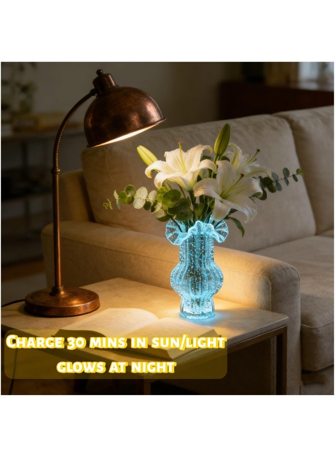 Handmade Glass Flower Vase Luminous Fluorescent Stone Vase for Flowers Decorative Vase for Home Decor Living Room Farmhouse Rustic Decorations Shelf Fireplace (Luminous, Large) - Image 5