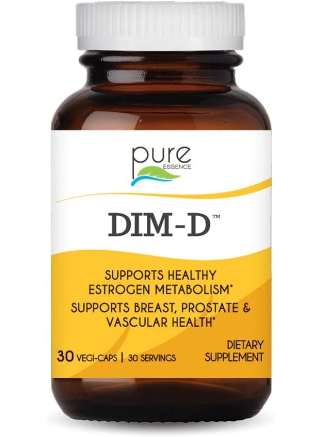PURE ESSENCE LABS Dim D by Pure Essence - Natural Supplement for Estrogen Balance, Hormonal Acne, and Menopause Support with Vitamin D3, Calcium, Green Tea & Lycopene - 30 Capsules - Image 1