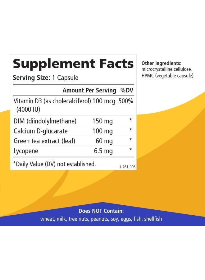 PURE ESSENCE LABS Dim D by Pure Essence - Natural Supplement for Estrogen Balance, Hormonal Acne, and Menopause Support with Vitamin D3, Calcium, Green Tea & Lycopene - 30 Capsules - Image 5