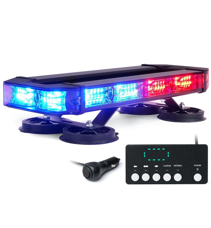 LUMENIX 72 LED Rooftop Emergency Strobe Light Bar w/Control Panel Magnetic Base Warning Flashing Beacon Caution Traffic Lightbar for Police Cop First Responder Vehicles Patrol Trucks - Red Blue - Image 1