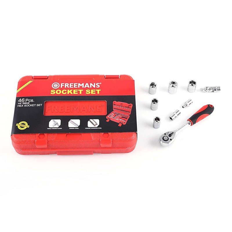 FREEMANS FREEMANS 14 Square Drive 46 Pieces HEX Sockets set With Carry Box Chrome Vanadium Steel Use for Home Industrial Professional Automobiles Bike Car Repair Tool Kit 1 Year Warranty  - Image 2