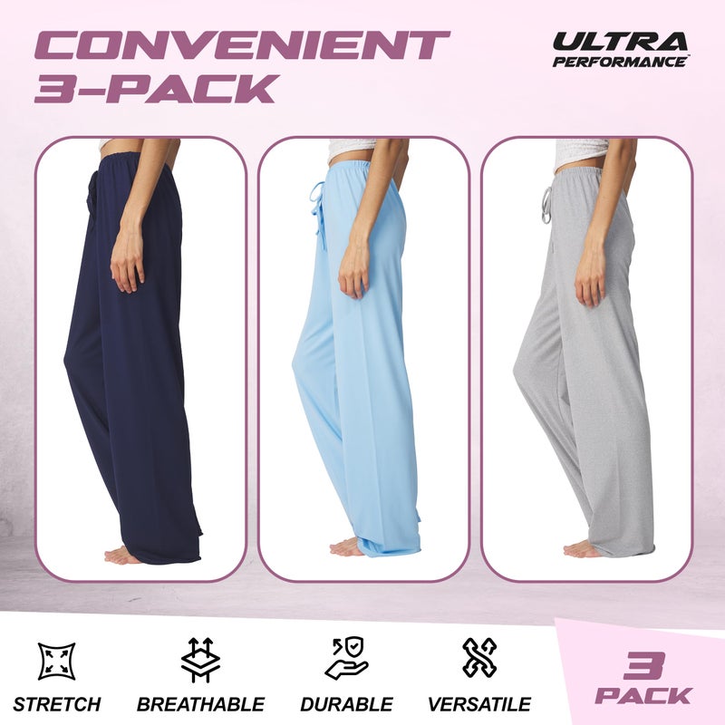 Ultra Performance Womens Pajama PJ Pants 3 Pack Lounge Bottoms Pajamas for Women (Avail in Plus Sizes) - Image 5
