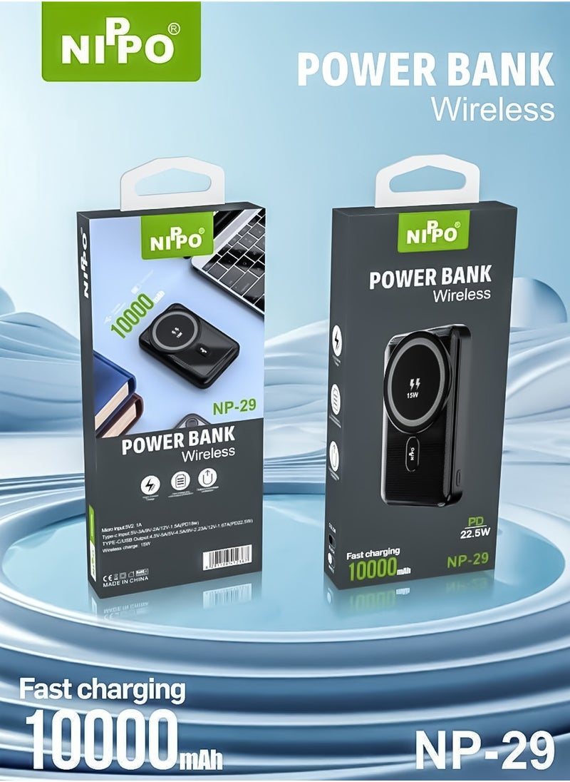 Nippo Np-29 10000mAh fast charging wireless power bank 