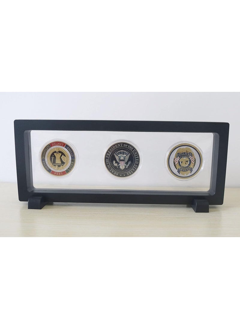 HillSpring HillSpring 9 Inch Clear Display Frame Rectangle 3D Floating Holder Box for Challenge Coin Medal Specimens Black Frame  - Image 2