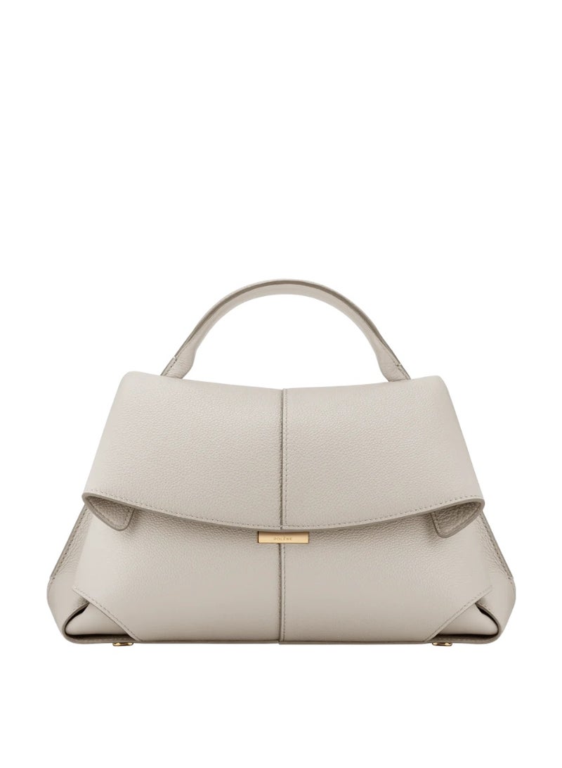 Polène Smile Vintage Leather Pleated Handbag / Shoulder Crossbody Camera Bag - White - Image 1
