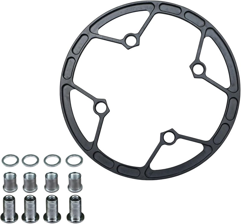 Chain Guide Bashguard for 104 Bcd Cranksets, Aluminum Protector for 36T-42T, Includes Bolts & Spacers, Black - Image 1
