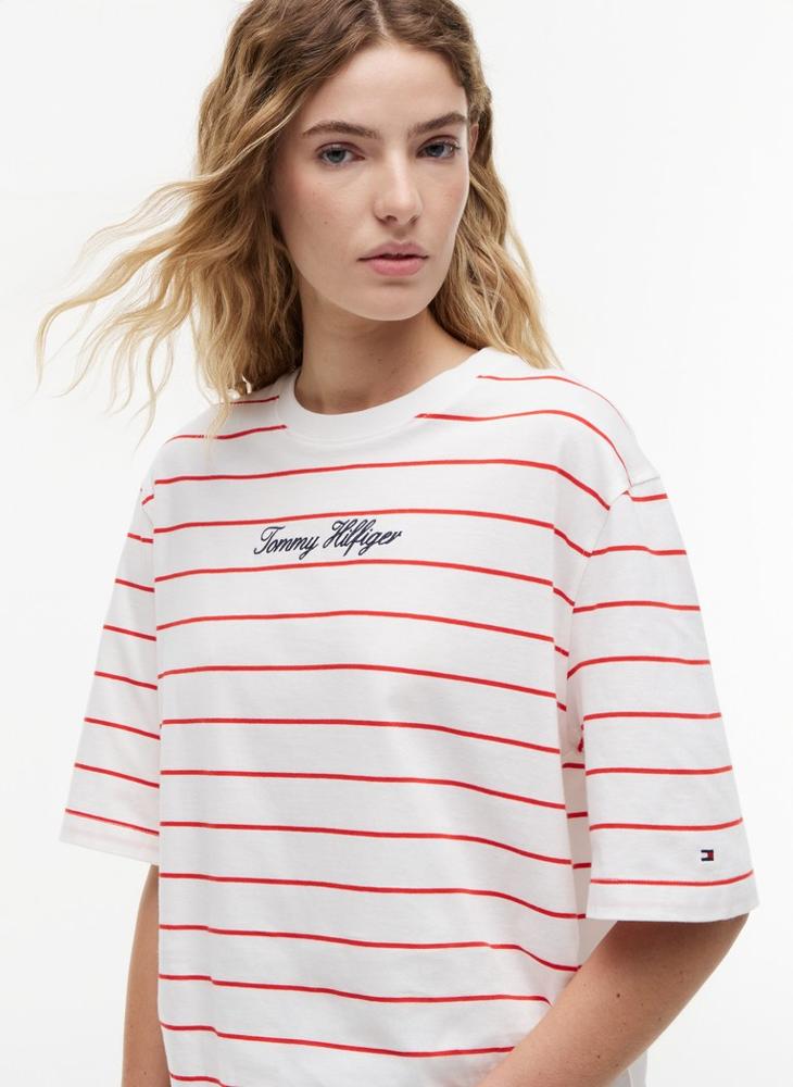 TOMMY HILFIGER Logo Embroidery Relaxed Crew Neck T-Shirt - Image 3