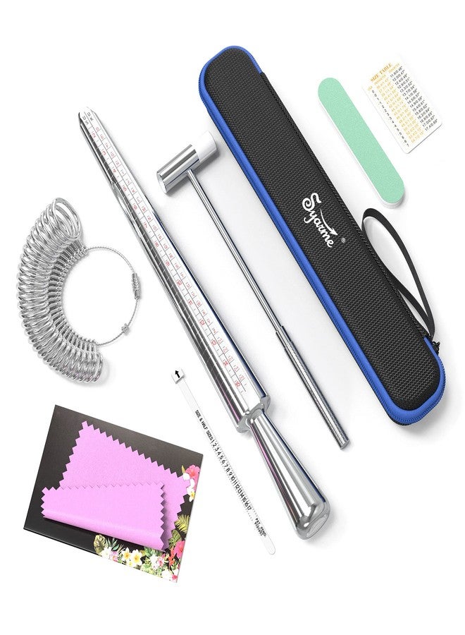 Syarme Ring Sizer Measuring Tool, Ring Sizing Finger Gauge Set US Size 0-13 for Finger Sizing Measuring, Jewelry Making, Ring Deformation Correction, with Storage Box, Maintenance Hammer and Polished Rod - Image 1