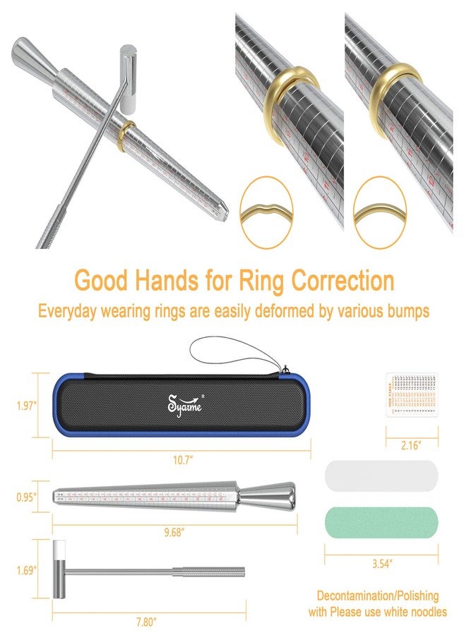 Syarme Ring Sizer Measuring Tool, Ring Sizing Finger Gauge Set US Size 0-13 for Finger Sizing Measuring, Jewelry Making, Ring Deformation Correction, with Storage Box, Maintenance Hammer and Polished Rod - Image 4