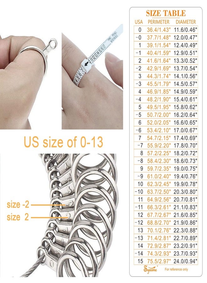 Syarme Ring Sizer Measuring Tool, Ring Sizing Finger Gauge Set US Size 0-13 for Finger Sizing Measuring, Jewelry Making, Ring Deformation Correction, with Storage Box, Maintenance Hammer and Polished Rod - Image 3