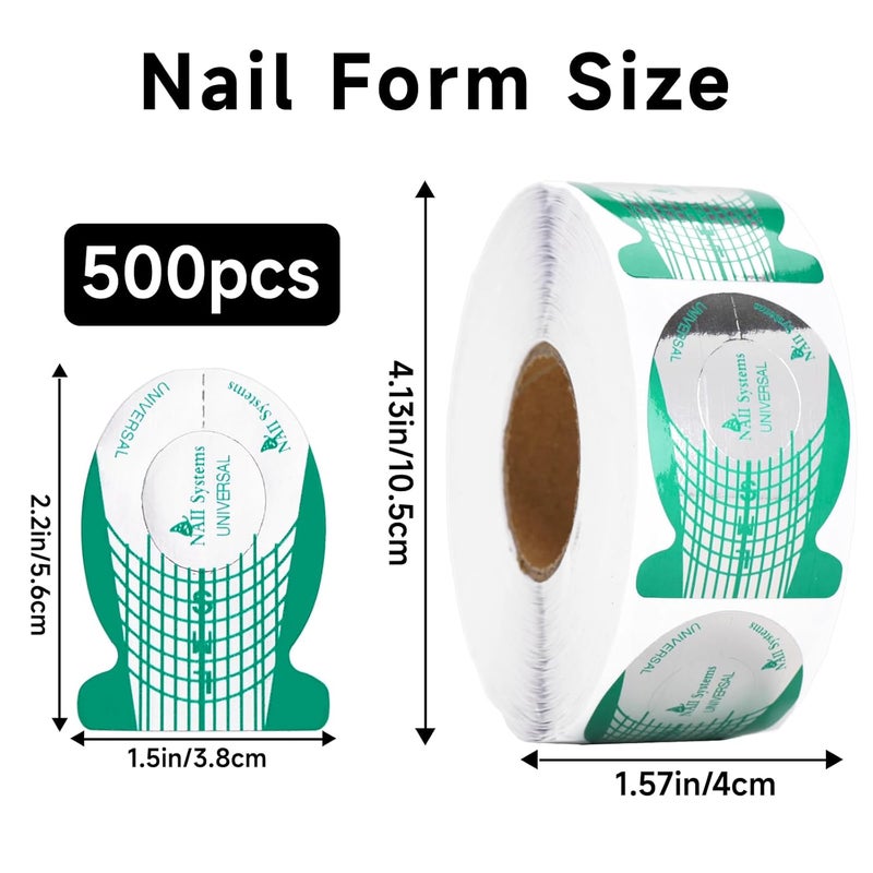 g2plus Nail Forms for Gel Builder, 500PCS Nail Extension Forms, Long Length Reusable Tip Shape Guide Stickers for DIY and Home Use Salon Supplies - Image 2