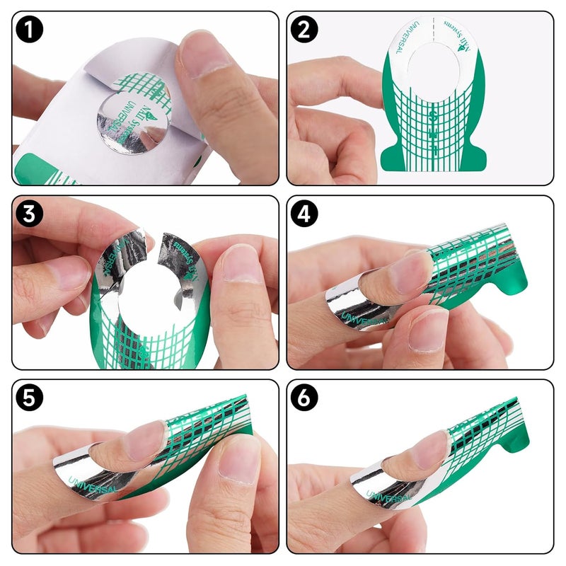 g2plus Nail Forms for Gel Builder, 500PCS Nail Extension Forms, Long Length Reusable Tip Shape Guide Stickers for DIY and Home Use Salon Supplies - Image 4