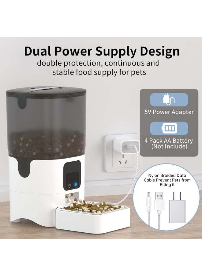 Pet Feeder,Automatic Pet Feeder with Detachable Stainl  6L/25 cupess Steel Bowl, 2.4GHz WiFi Dogs Feeder APP Control, Timer/Schedule Feature, Portion Size Adjustment, Dry Food, USB & Battery Powered - Image 3