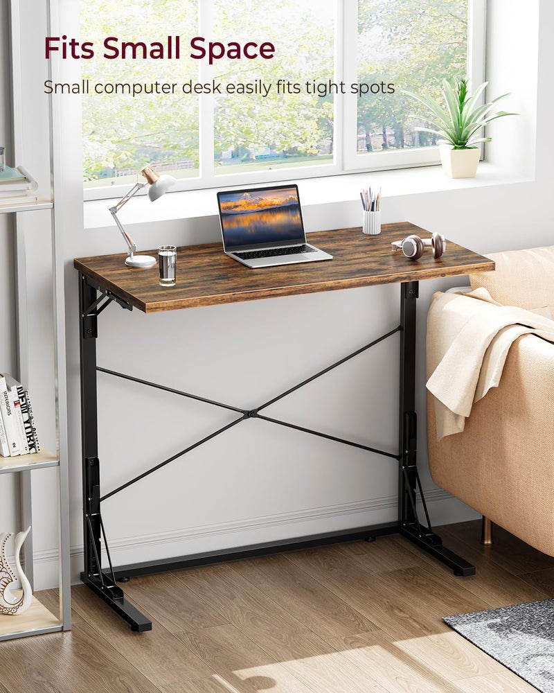 Vantic 31.5" Folding Desk, Foldable TV Tray Table for Eating on Couch, Extra Large TV Dinner Trays, Portable Fold Computer Writing Desk Table for Home Office, Rustic Brown - Image 5
