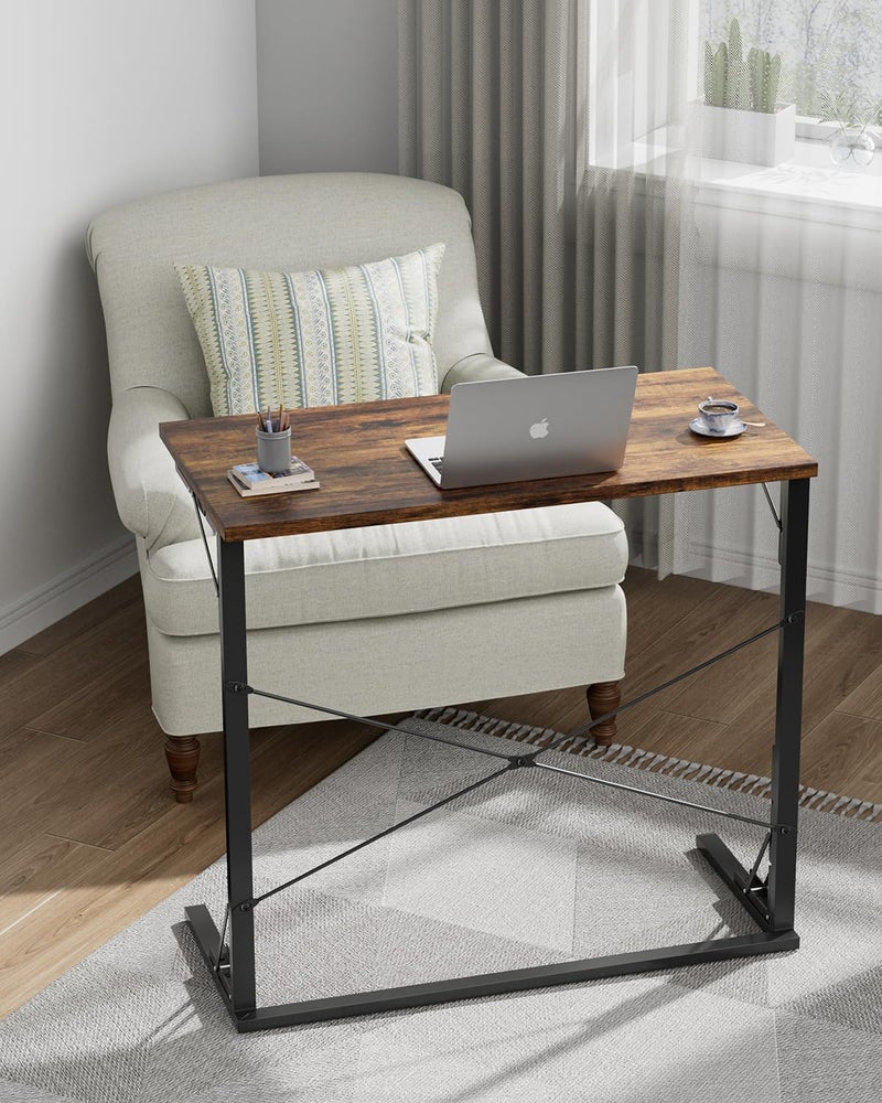 Vantic 31.5" Folding Desk, Foldable TV Tray Table for Eating on Couch, Extra Large TV Dinner Trays, Portable Fold Computer Writing Desk Table for Home Office, Rustic Brown - Image 4