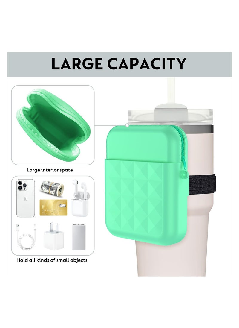 Excefore - Water Bottle Pouch for Stanley Quencher Adventure 40oz & for Stanley IceFlow 20oz 30oz Tumbler, Portable Gym Tumbler Accessories, Water Bottle Zipper Pouch for Cards, Keys, Green - Image 1