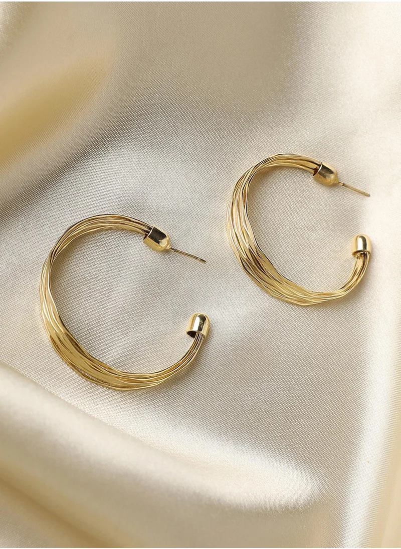 SOHI Ribbed Wire Hoop Earrrings