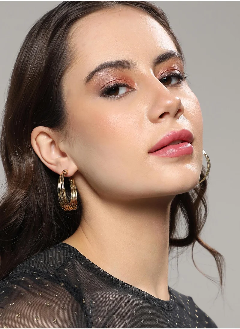 SOHI Ribbed Wire Hoop Earrrings