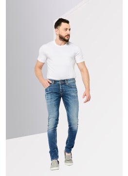 DIESEL Men Sleenker Skinny Fit Rip Stretchable Denim Jeans, Blue  - Image 2
