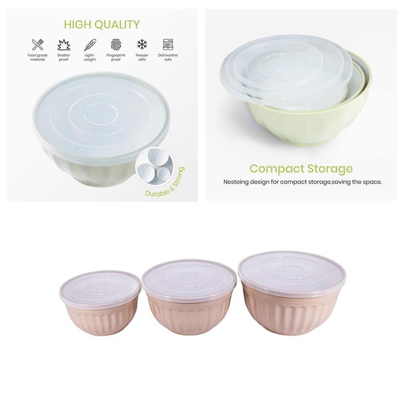 LAVNIK Salad Bowl 3 pcs Round Multipurpose Storage Salad Bowls Set with airtight lid for Microwave and Freezer Safe Container Mixing Bowl for Home Kitchen Home Kitchen 3 pcs - Image 4