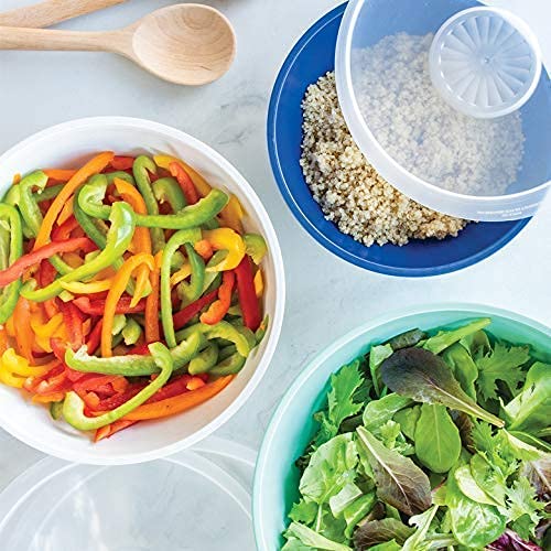 LAVNIK Salad Bowl 3 pcs Round Multipurpose Storage Salad Bowls Set with airtight lid for Microwave and Freezer Safe Container Mixing Bowl for Home Kitchen Home Kitchen 3 pcs - Image 3