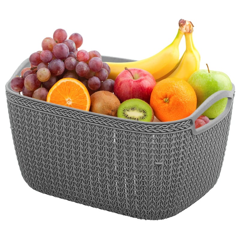 Kuber Industries Heart Home Q-6 Multiuses Designer Unbreakable Plastic Storage Basket/Organizer/Bin For Home, Kitchen, Bathroom, Office Use (Grey)-50HH01649 - Image 2