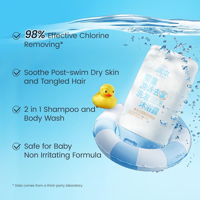 RUNBEN Kids Swim 2in1 Shampoo Body Wash After Swim Care for Baby Chlorine Removal Wash for Swimmers Hydrating Gentle for Sensitive Skin Specially Developed for Children Swimming 335 oz - Image 2