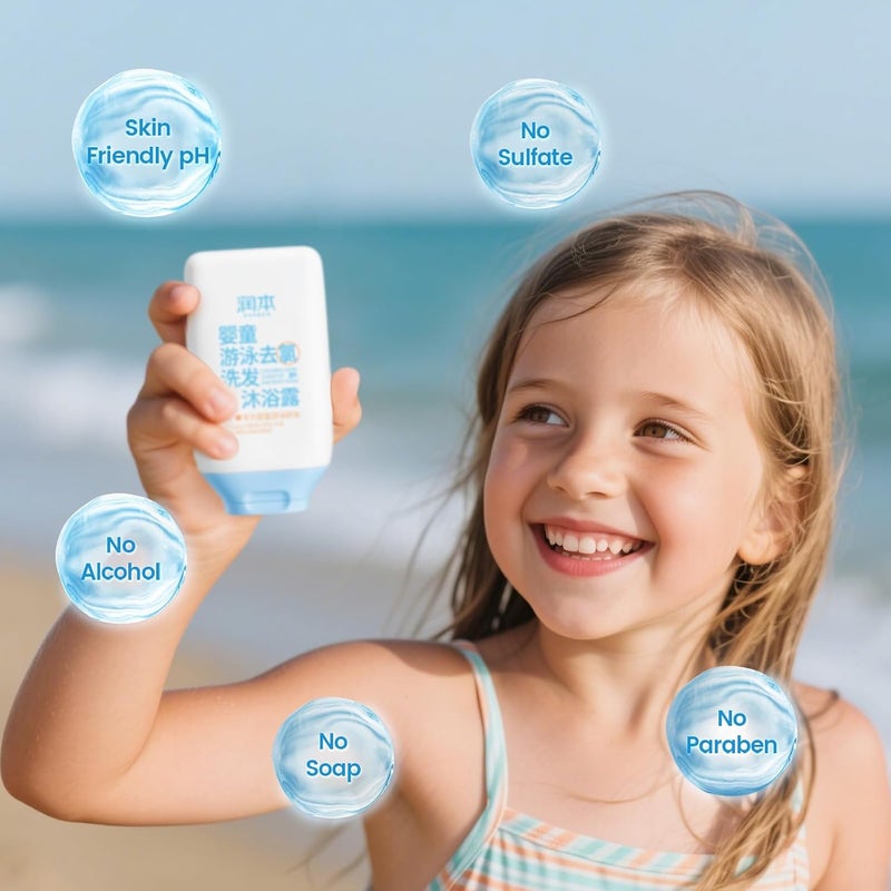 RUNBEN Kids Swim 2in1 Shampoo Body Wash After Swim Care for Baby Chlorine Removal Wash for Swimmers Hydrating Gentle for Sensitive Skin Specially Developed for Children Swimming 335 oz - Image 4