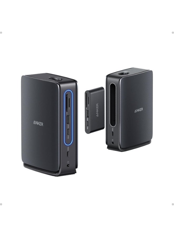أنكر Anker Nano 13-in-1 Laptop Docking Station with Detachable 6-in-1 Hub, USB-C 3 Display Docking (2 HDMI+1 DP), 10 Gbps USB-C, 3 USB-A, Audio, SD/TF, Ethernet, 100W Max PD for Dell/Lenovo/HP Home Office black - Image 1