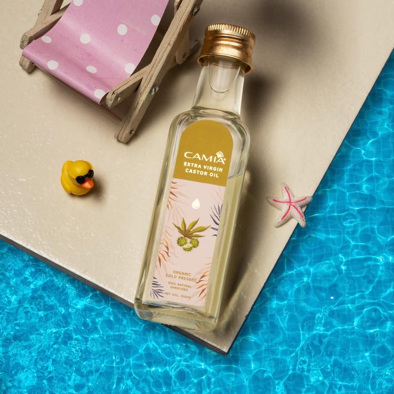 CAMIA Premium Cold Pressed Organic Castor Oil For Skin Hair  Eyebrows  Rich in Vit E  free fatty acids  Hydrates  Nourishes skin  Promotes Hair Growth Strengthens strands  100 ML Glass Bottle - Image 2