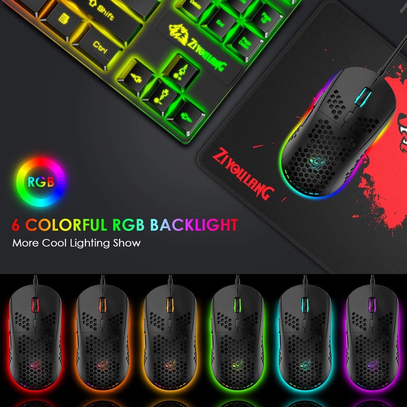 FELICON Consistent single item quality Gaming Keyboard and Mouse Combo,88 Keys Compact Rainbow Backlit Mechanical Feel Keyboard,RGB Backlit 6400 DPI Lightweight Gaming Mouse with Honeycomb Shell for Windows PC Gamers (Black) Dense material - Image 5