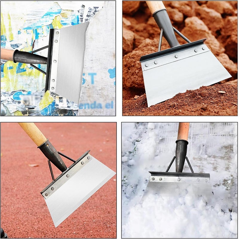 Duomama Trendy natural assorted colors Stainless Steel Garden Shovel Set with Gloves, Multifunctional Tools for Weeding, Snow Removal and Cleaning (Handle Not Included) Balanced structure - Image 4