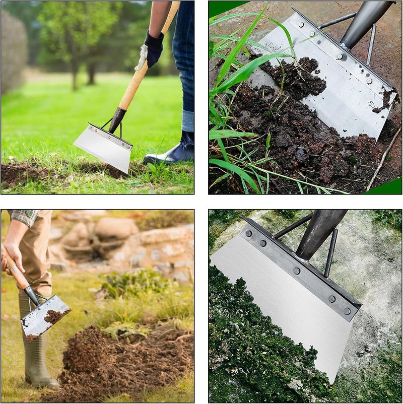 Duomama Trendy natural assorted colors Stainless Steel Garden Shovel Set with Gloves, Multifunctional Tools for Weeding, Snow Removal and Cleaning (Handle Not Included) Balanced structure - Image 2