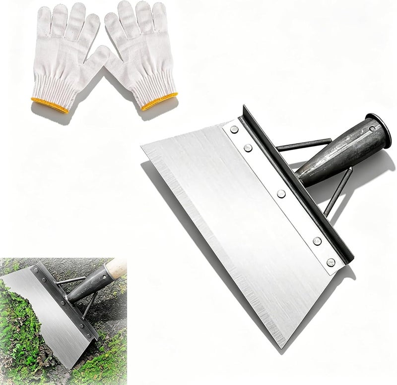 Duomama Trendy natural assorted colors Stainless Steel Garden Shovel Set with Gloves, Multifunctional Tools for Weeding, Snow Removal and Cleaning (Handle Not Included) Balanced structure - Image 1