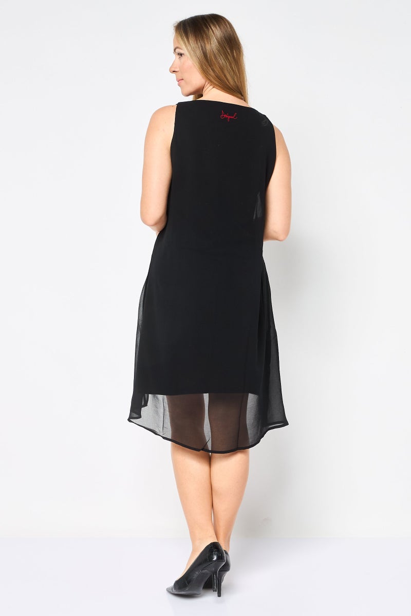 DESIGUAL Women Floral Pattern Midi Dress, Black - Image 4