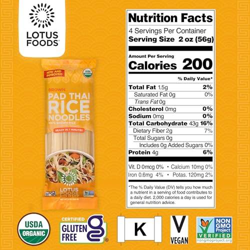 Lotus Foods Organic Brown Rice Pad Thai Noodles - Asian Style Noodles for Stir Fry, Gluten Free, Vegan, Whole Grain, Non GMO, Serve Hot or Cold - 8 Oz (Pack of 1) - Image 3