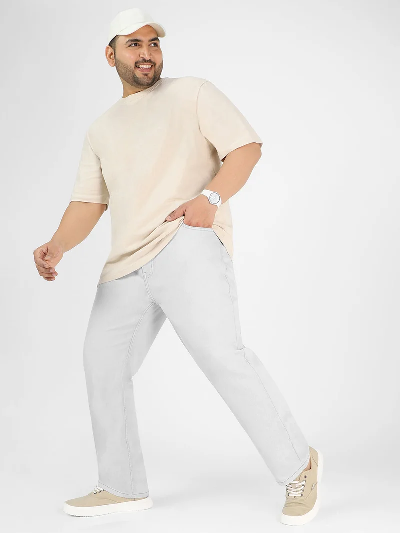 Urbano Fashion  Urbano Plus Men's Whitish Grey Regular Fit Washed Jeans Stretchable  | Best Price UAE