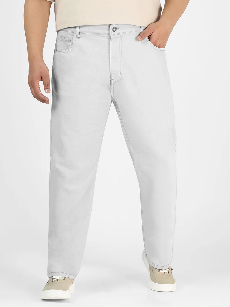 Urbano Plus Men's Whitish Grey Regular Fit Washed Jeans Stretchable