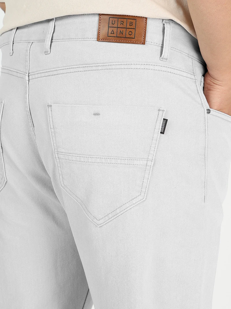 Urbano Fashion  Urbano Plus Men's Whitish Grey Regular Fit Washed Jeans Stretchable  | Best Price UAE