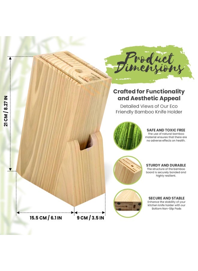 بورات حامل سكاكين من خشب الصنوبر | مجموعة سكاكين المطبخ | حامل سكاكين مطبخ خشبي متين بقاعدة غير قابلة للانزلاق | حامل سكاكين مطبخ يحافظ على تنظيم السكاكين بأحجام مختلفة - Image 3