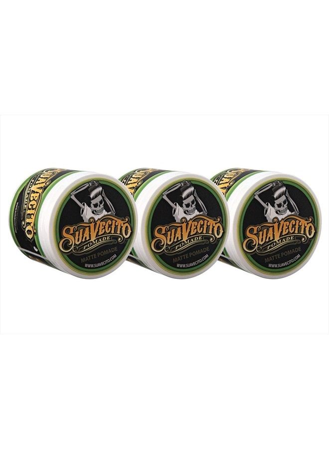 SUAVECITO Pomade Matte (Shine-Free) Formula 4 oz, 3 Pack - Medium Hold Hair Pomade For Men - Low Shine Matte Hair Paste For Natural Texture Hairstyles - Image 1