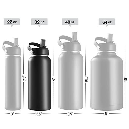 Brewberry Stainless Steel Insulated Water Bottle and Travel Mug for Hot and Cold Beverages, Wide Mouth, Double Wall Insulated Hydration Sports Water Bottle for Hiking, Biking, Outdoor, 32 OZ BPA Free - Image 3
