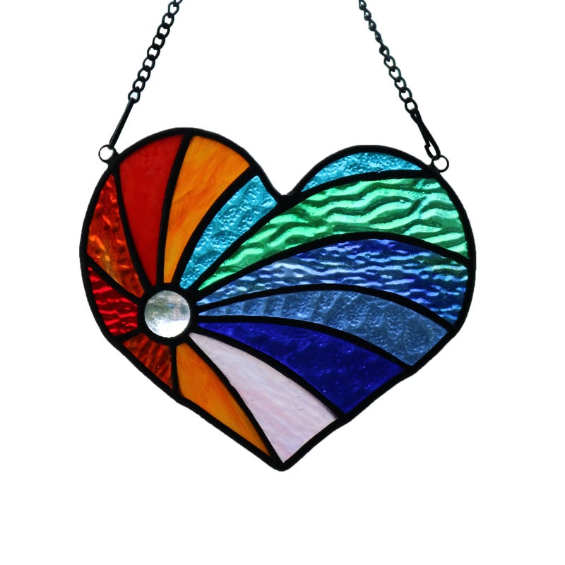 HAOSUM HAOSUM Heart Suncatchers Stained Glass Window HangingGlass Heart Suncatcher for Window Indoor Home Bedroom DecorMemorial Gifts for Christmas Anniversary Birthday Mothers Day 