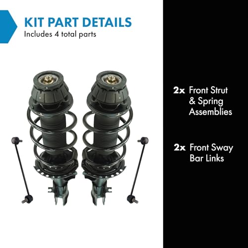 TRQ Front Suspension Kit Complete Strut & Coil Spring Assembly Sway Bar Stabilizer Link Compatible with 2012-2017 Hyundai Accent Kia Rio - Image 2