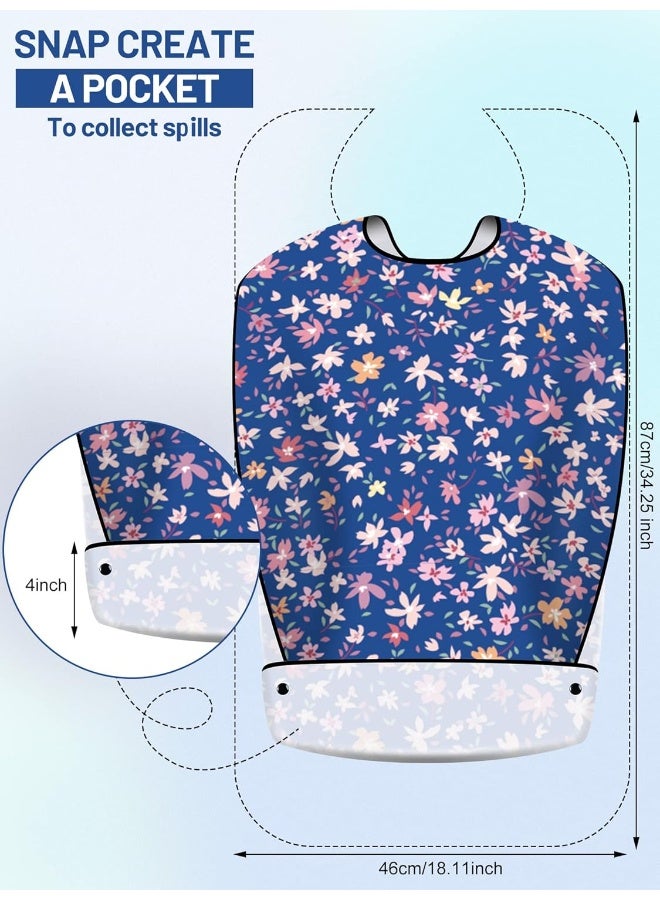 Janmercy 12 Pcs Washable Adult Bibs for Eating Waterproof Clothing Protector with Optional Crumb Catcher, Reusable Food Bib with Adjustable Snap Closure for Elderly Women Men Disabled, 12 Styles - Image 3