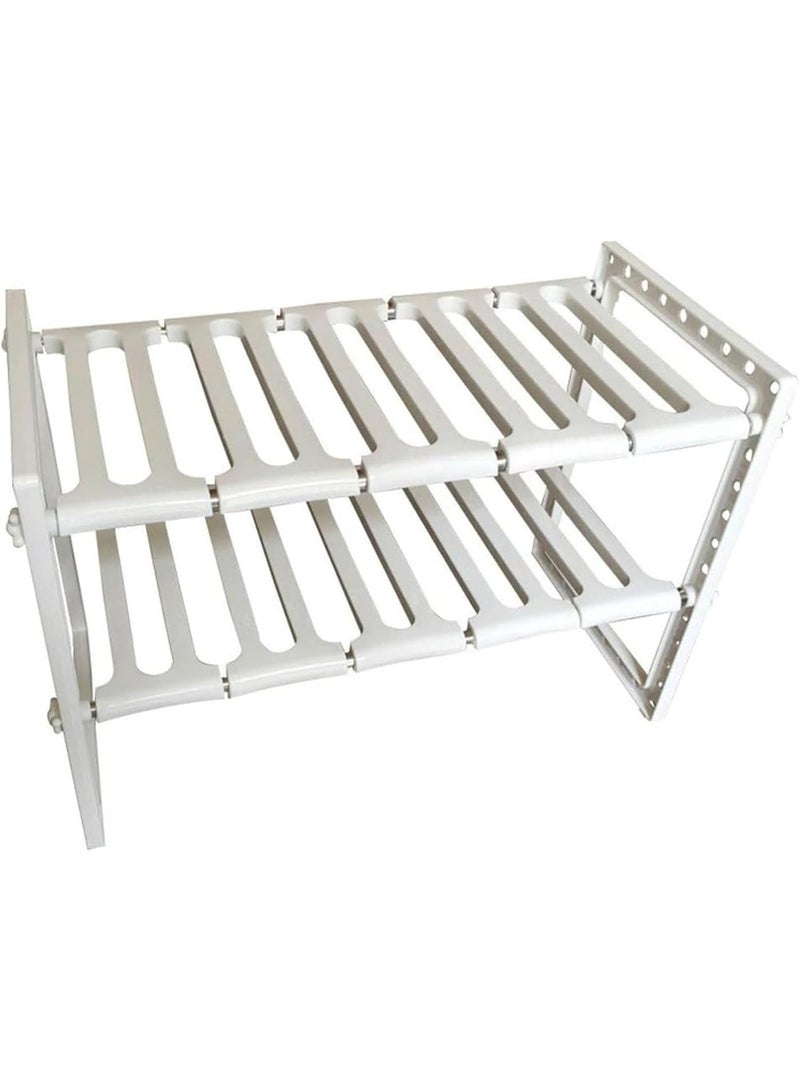 Dunekart Heavy Duty Expandable Kitchen Sink Dish Rack – Adjustable 2-Tier Under-Shelf Storage Organizer Rack Holder (White) - Image 2