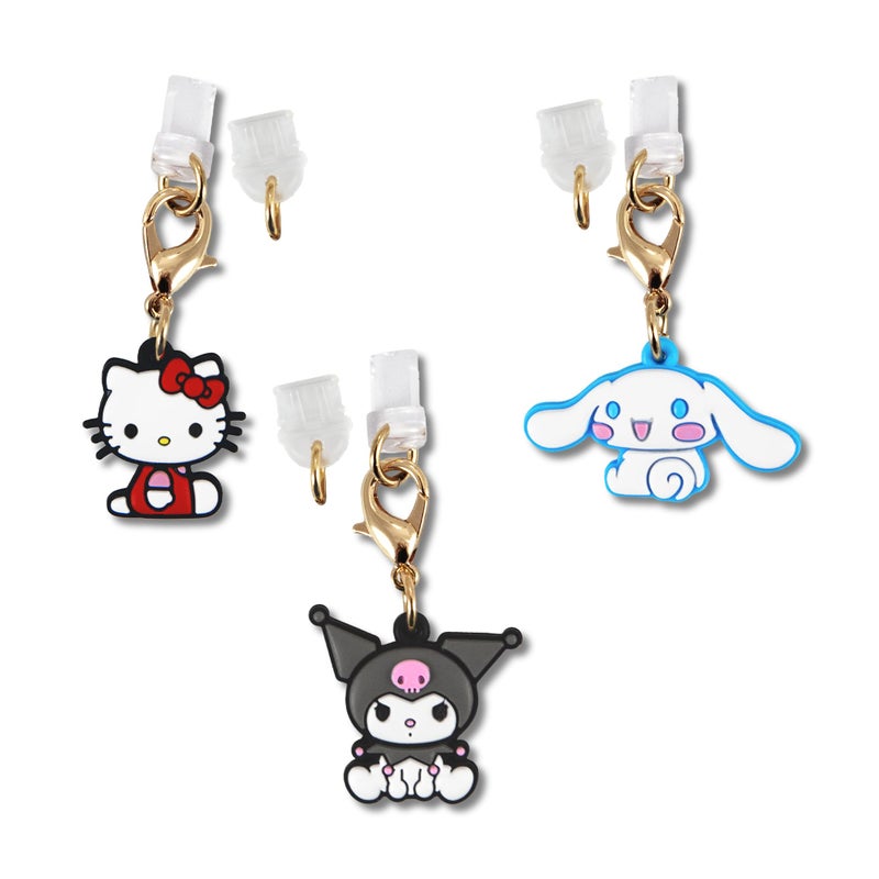 Sonix x Sanrio Dust Plugs - USB C + Lightning Compatible - Sanrio Silicone Character Charging Port Charms (3 Pack) - Hello Kitty, Cinnamoroll, Kuromi - Image 1