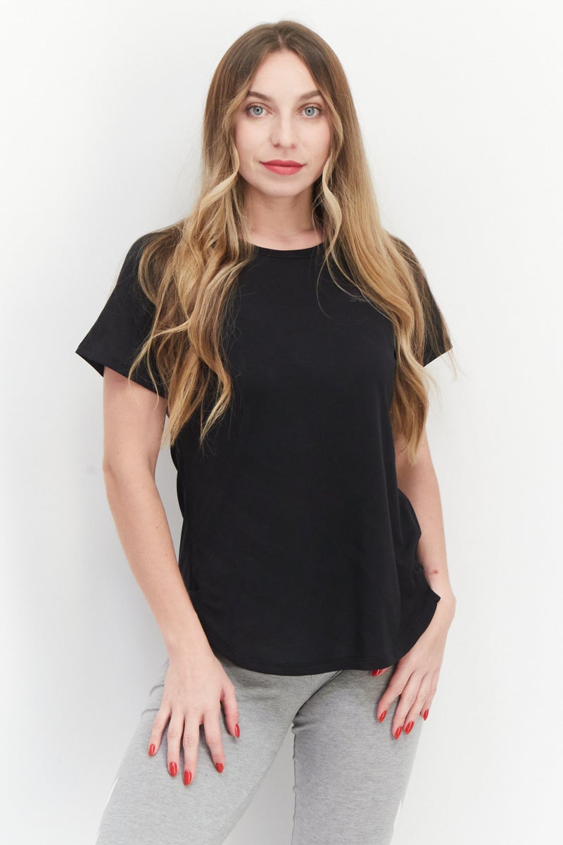 New Balance Women Athletic Fit Short Sleeve Running Tops, Black  - Image 1