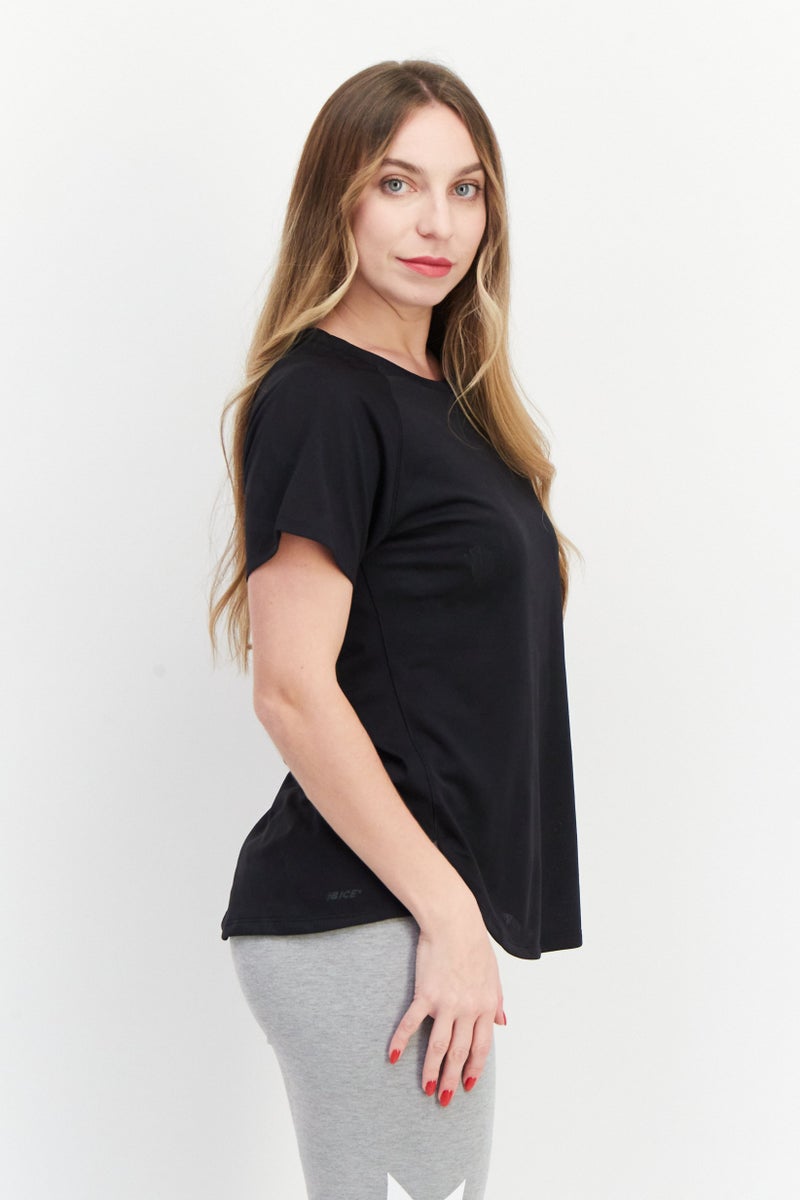 New Balance Women Athletic Fit Short Sleeve Running Tops, Black  - Image 4